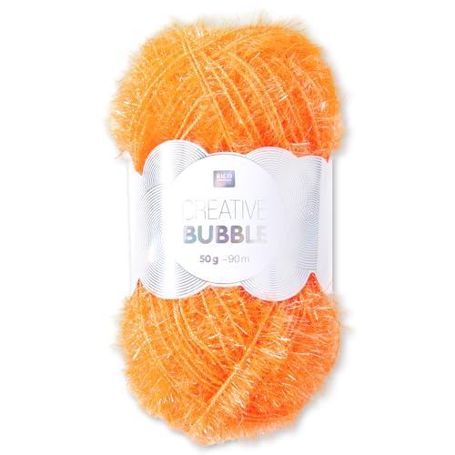 Frida's Wollhaus Rico Design 50 g Creative Bubble Schwammgarn Wolle Stricken Häkeln 57 Farben (048 | Neon Apricot) von Frida's Wollhaus