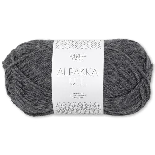 Frida's Wollhaus Sandnes 50 g Alpakka Ull Alpaka Wolle Garn Stricken Wintergarn wärmend 37 Farben (1053 | Dark Grey Mottled) von Frida's Wollhaus