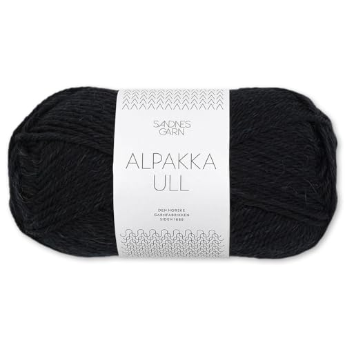 Frida's Wollhaus Sandnes 50 g Alpakka Ull Alpaka Wolle Garn Stricken Wintergarn wärmend 37 Farben (1099 | Black) von Frida's Wollhaus