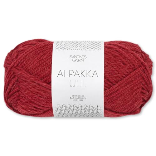 Frida's Wollhaus Sandnes 50 g Alpakka Ull Alpaka Wolle Garn Stricken Wintergarn wärmend 37 Farben (4236 | Dyp Rod) von Frida's Wollhaus