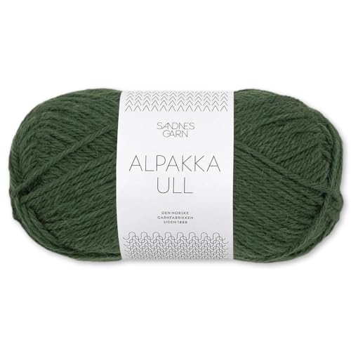 Frida's Wollhaus Sandnes 50 g Alpakka Ull Alpaka Wolle Garn Stricken Wintergarn wärmend 37 Farben (8082 | Skoggrøn) von Frida's Wollhaus