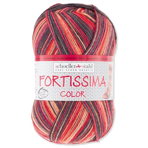 Frida's Wollhaus Schöller und Stahl 100g Fortissima Color 4-fach Wolle Stricken Häkeln 40 Farben (2486 | Lava) von Frida's Wollhaus