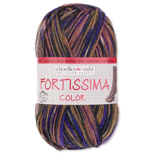 Frida's Wollhaus Schöller und Stahl 100g Fortissima Color 4-fach Wolle Stricken Häkeln 40 Farben (2502 | Borke) von Frida's Wollhaus