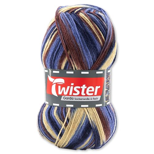 Frida's Wollhaus Twister 150 g Garda 6-fach Sockenwolle Stricken Häkeln Schurwolle Garn 14 Farben (184 | Kamel Multi) von Frida's Wollhaus