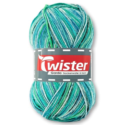 Frida's Wollhaus Twister 150 g Garda 6-fach Sockenwolle Stricken Häkeln Schurwolle Garn 14 Farben (717 | Lagune Color) von Frida's Wollhaus