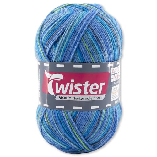 Frida's Wollhaus Twister 150 g Garda 6-fach Sockenwolle Stricken Häkeln Schurwolle Garn 14 Farben (717 | Lagune Color) von Frida's Wollhaus