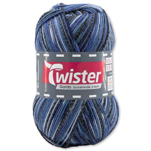 Frida's Wollhaus Twister 150 g Garda 6-fach Sockenwolle Stricken Häkeln Schurwolle Garn 20 Farben (739 | Navy Color) von Frida's Wollhaus