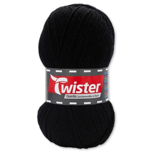 Frida's Wollhaus Twister 150 g Garda 6-fach Sockenwolle Stricken Häkeln Schurwolle Garn 20 Farben (90 | Schwarz) von Frida's Wollhaus