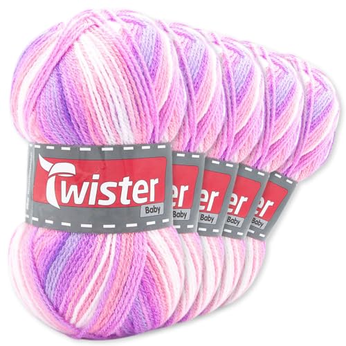 Frida's Wollhaus Twister 5 x 50 g Baby Stricken Häkeln Basteln DIY Wolle Babygarn 17 Farben (93 | Flieder Color) von Frida's Wollhaus