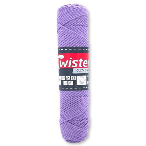 Frida's Wollhaus Twister 50 g Curly 8-fach Uni Baumwolle Schulgarn Topflappengarn Wolle 28 Farben (43 | Hell | Lila) von Frida's Wollhaus