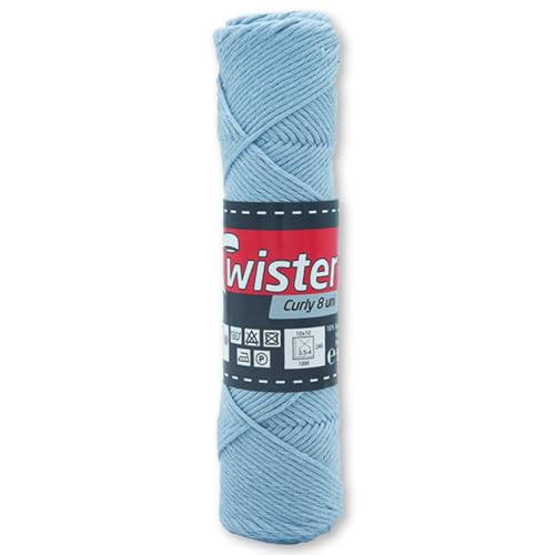 Frida's Wollhaus Twister 50 g Curly 8-fach Uni Baumwolle Schulgarn Topflappengarn Wolle 28 Farben (50 | Bleu) von Frida's Wollhaus