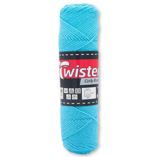 Frida's Wollhaus Twister 50 g Curly 8-fach Uni Baumwolle Schulgarn Topflappengarn Wolle 28 Farben (65 | Türkis) von Frida's Wollhaus