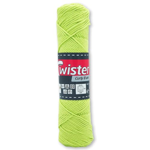 Frida's Wollhaus Twister 50 g Curly 8-fach Uni Baumwolle Schulgarn Topflappengarn Wolle 28 Farben (71 | Pistazie) von Frida's Wollhaus