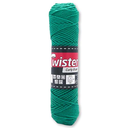 Frida's Wollhaus Twister 50 g Curly 8-fach Uni Baumwolle Schulgarn Topflappengarn Wolle 28 Farben (75 | Grün) von Frida's Wollhaus