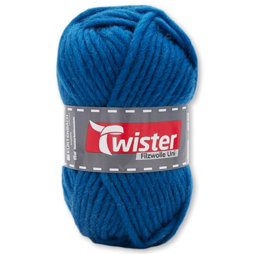 Frida's Wollhaus Twister 50 g Filzwolle Uni Wintergarn Stricken Häkeln Filzen Wolle 10 Farben (65 | Petrol) von Frida's Wollhaus