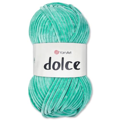 Frida's Wollhaus YarnArt 100 g Dolce Chenille Wolle Garn Stricken Häkeln Amigurumi 64 Farben (770 | Mint) von Frida's Wollhaus