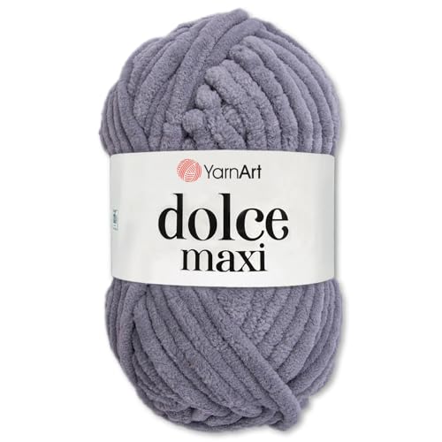 Frida's Wollhaus YarnArt 200 g Dolce Maxi Chenille Wolle Garn Stricken Häkeln Samtig Weich Super Bulky 19 Farben (782 | Grau) von Frida's Wollhaus