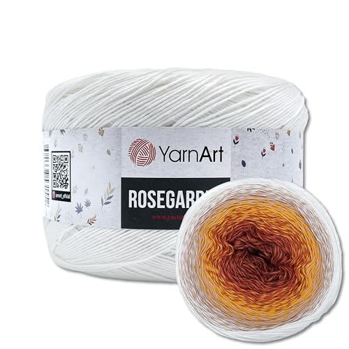 Frida's Wollhaus YarnArt 250 g = 1000 m Rosegarden Bobbel Farbverlaufsgarn Wolle 26 Farben (307 | Weiß-Gelb-Orange-Braun) von Frida's Wollhaus