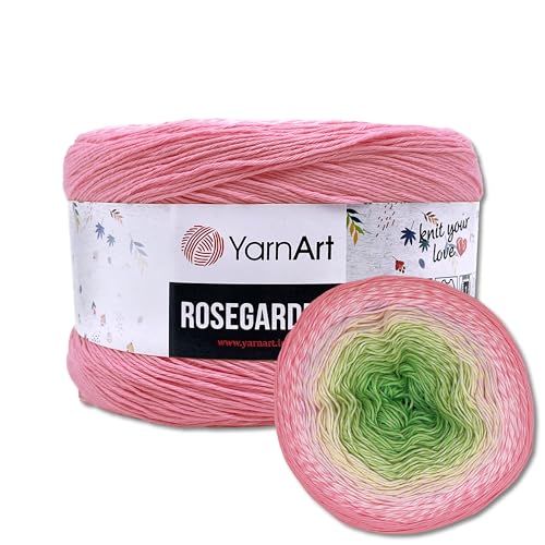 Frida's Wollhaus YarnArt 250 g = 1000 m Rosegarden Bobbel Farbverlaufsgarn Wolle 26 Farben (314 | Rosa-Hellrosa-Vanille-Grün) von Frida's Wollhaus