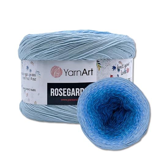 Frida's Wollhaus YarnArt 250 g = 1000 m Rosegarden Bobbel Farbverlaufsgarn Wolle 26 Farben (316 | Hellblau-Blau-Dunkelblau) von Frida's Wollhaus