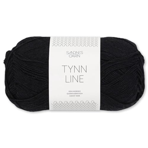 Frida's WollhausSandnes 50 g Tynn Line Sommergarn Stricken Häkeln Garn Wolle weich 30 Farben (1099 | Black) von Frida's Wollhaus