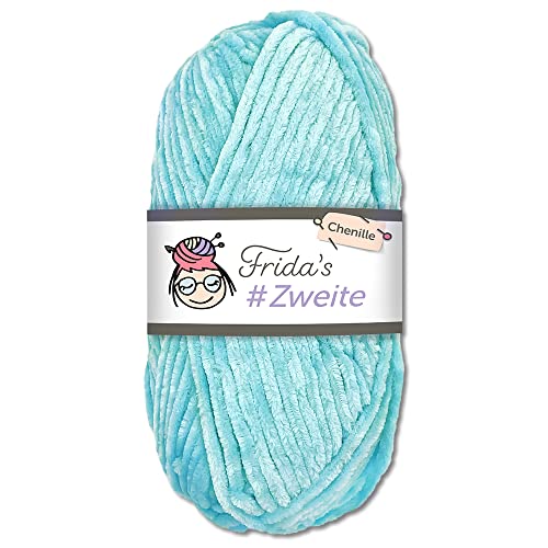 Frida's #Zweite Wolle 100g Chenille Wolle Amigurumi Stricken & Häkeln weich (06 - Babyblau) von Frida's Wollhaus