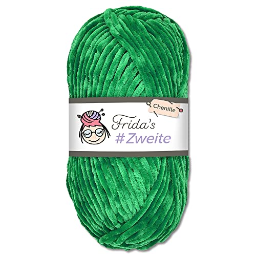 Frida's #Zweite Wolle 100g Chenille Wolle Amigurumi Stricken & Häkeln weich (60 - Grün) von Frida's Wollhaus