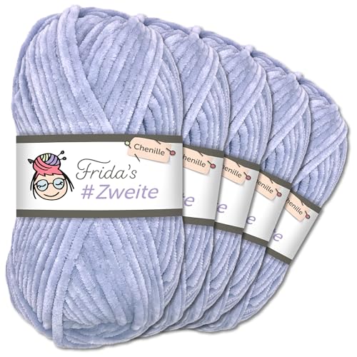 Frida`s #Zweite Wolle 5 x 100g Chenille Wolle Garn Amigurumi Stricken & Häkeln weich (05 - Flieder) von Frida's Wollhaus