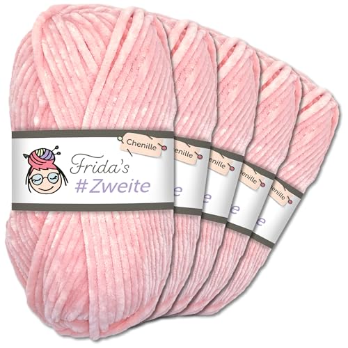 Frida`s #Zweite Wolle 5 x 100g Chenille Wolle Garn Amigurumi Stricken & Häkeln weich (19 - Rosa) von Frida's Wollhaus