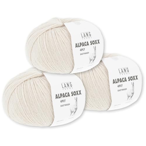 Lang Yarns 3 x 100 g Alpaca Soxx 4-fach Wolle Stricken Alpaka Easywash 64 Farben (026 | Sand) von Frida's Wollhaus