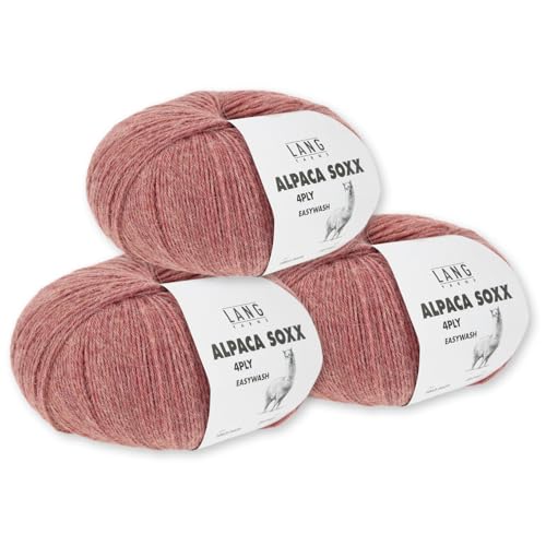 Lang Yarns 3 x 100 g Alpaca Soxx 4-fach Wolle Stricken Alpaka Easywash 64 Farben (029 | Koralle) von Frida's Wollhaus