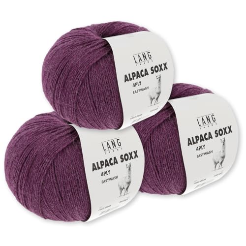 Lang Yarns 3 x 100 g Alpaca Soxx 4-fach Wolle Stricken Alpaka Easywash 64 Farben (046 | Zyklame) von Frida's Wollhaus