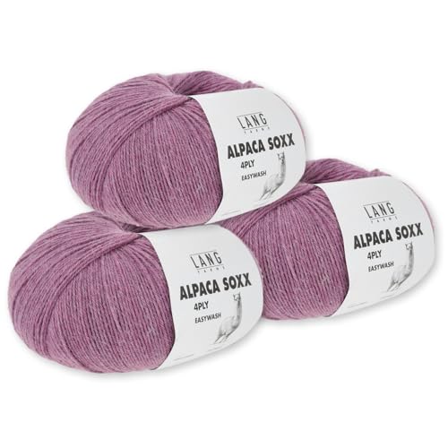 Lang Yarns 3 x 100 g Alpaca Soxx 4-fach Wolle Stricken Alpaka Easywash 64 Farben (065 | Nelke) von Frida's Wollhaus