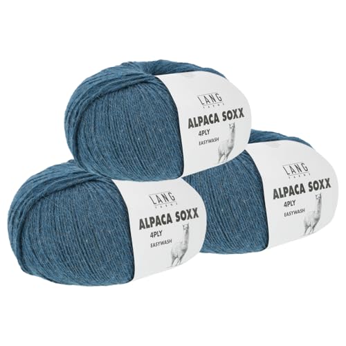 Lang Yarns 3 x 100 g Alpaca Soxx 4-fach Wolle Stricken Alpaka Easywash 64 Farben (088 | Petrol Mélange) von Frida's Wollhaus