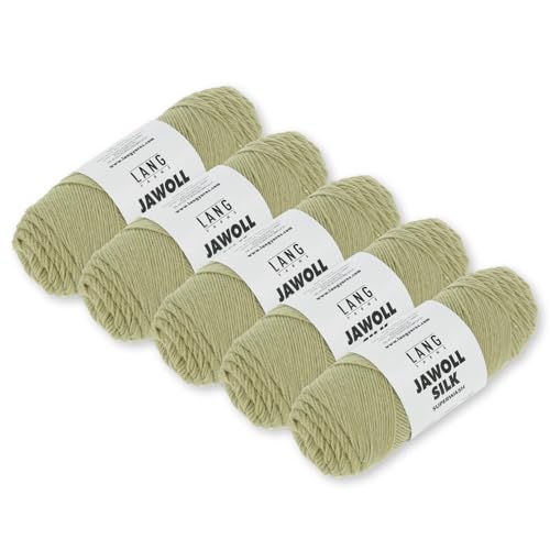 Lang Yarns 5 x 50 g Jawoll Silk Wolle Stricken Häkeln Handarbeit Seide Superwash 22 Farben (197 | Olive) von Frida's Wollhaus