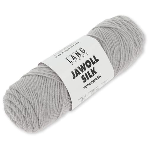 Lang Yarns 50 g Jawoll Silk Wolle Stricken Seide Superwash 22 Farben (123 | Hellgrau Melange) von Frida's Wollhaus