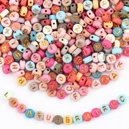 1000 Stück Bunte Buchstaben Perlen, A-Z Buchstabenperlen 7 mm Acrylperlen Perlen, Colored Alphabet Beads mit Loch zum Auffädeln für Schmuckherstellung DIY Armbänder Halsketten Handwerk von Friedwohl