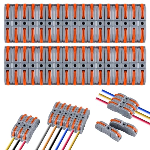 34 Stück Kabelverbinder,1 In 1 Out Kabelklemmen Elektro Verbindungsklemmen, 4mm² Leiter Klemme, Elektrische Anschlussblöcke, DIYA ktualisierte Versionen Können Frei kombiniert Werden von Friedwohl