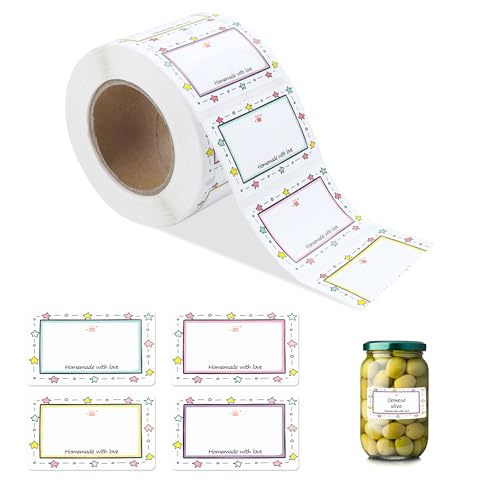 600 Stück Marmeladen Etiketten, Selbstklebend Etiketten, Etiketten Marmeladengläser, Aufkleber für Gläser, für Gewürzgläser, Marmeladen, Flaschen, Gefrieretiketten Vierfarbig 50 * 30mm von Friedwohl