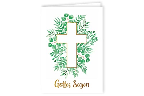 Friendly Fox Christliche Grußkarte Gottes Segen, 1x Klappkarte mit Kraftpapier Umschlag, ideal als Karte Taufe Kommunion Konfirmation Hochzeit von Friendly Fox