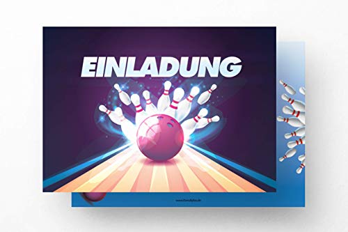 Friendly Fox Einladung Bowling STRIKE, 12 Einladungskarten Bowling zum Geburtstag, Einladung Kindergeburtstag Kegeln Geburtstagskarte, Bowling Game von Friendly Fox