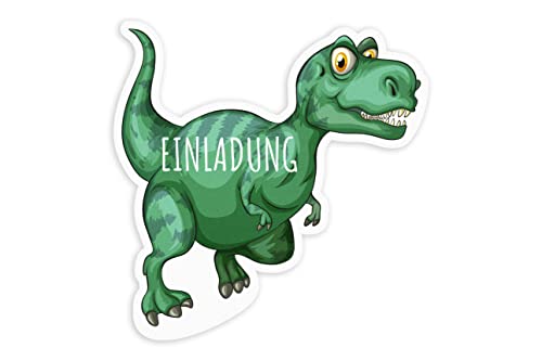 Friendly Fox Dino Einladung T-Rex, 12 Einladungskarten Dinosaurier Geburtstag, Kinder Geburtstagseinladung Dino Party, Tyrannosaurus Rex von Friendly Fox