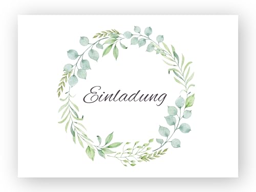 Friendly Fox Einladung Eukalyptus, 12 Einladungskarten Hochzeit Geburtstag Taufe, DIN A6 Klappkarten mit Umschlag von Friendly Fox