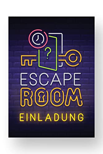 Friendly Fox Escape Room Einladung, 12 Detektiv Einladungskarten zum Kinder-Geburtstag Jungen Mädchen, Exit Game Kinder Einladung mit Umschlag von Friendly Fox