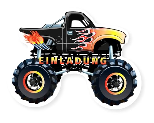 Friendly Fox Monster Truck Einladung, 12 Einladungskarten Kindergeburtstag Monster Truck, Geburtstagseinladungen Auto Monster Truck Geburtstag von Friendly Fox