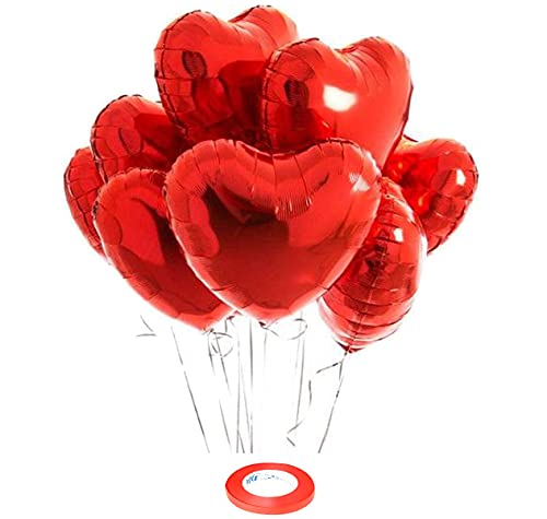 Frienemy 18 Zoll Rot Herzförmige Folienballons (10 Stück) - Herzform Luftballons für Valentinstag & Hochzeit Dekorationen von Frienemy Home