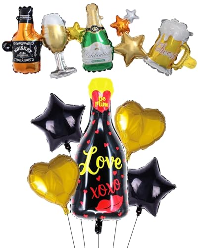 Frienemy Anniversary Decoration Balloon Set - Love Bottle & Foil Balloons, Set of 6 for Party Décor, Reusable Aluminum Foil Material von Frienemy Home