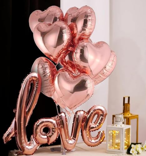 Frienemy Rose Gold Jubiläumsdekorationsset - 11pcs Love Folienballons & Herzballons Combo für romantische Zimmer, Hochzeit und Geburtstag Dekor von Frienemy Home