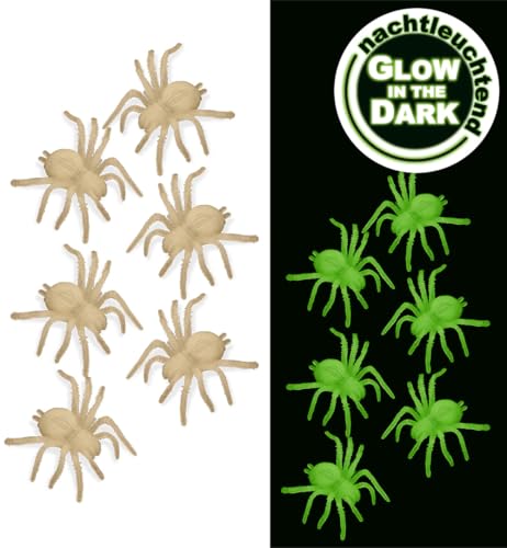 🕷️ Glow-in-the-Dark Halloween-Deko-Set: 6 Leuchtende Spinnen klein von Fries