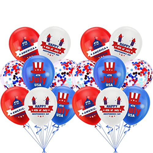 Frifer Unabhängigkeitstag-Ballon, blaue Verzierung, rote und blaue Latexballons,16-teiliges Ballon-Ornament-Set | Patriotisches weißes und rot-blaues Konfetti für den Veteranentag am 4. Juli von Frifer